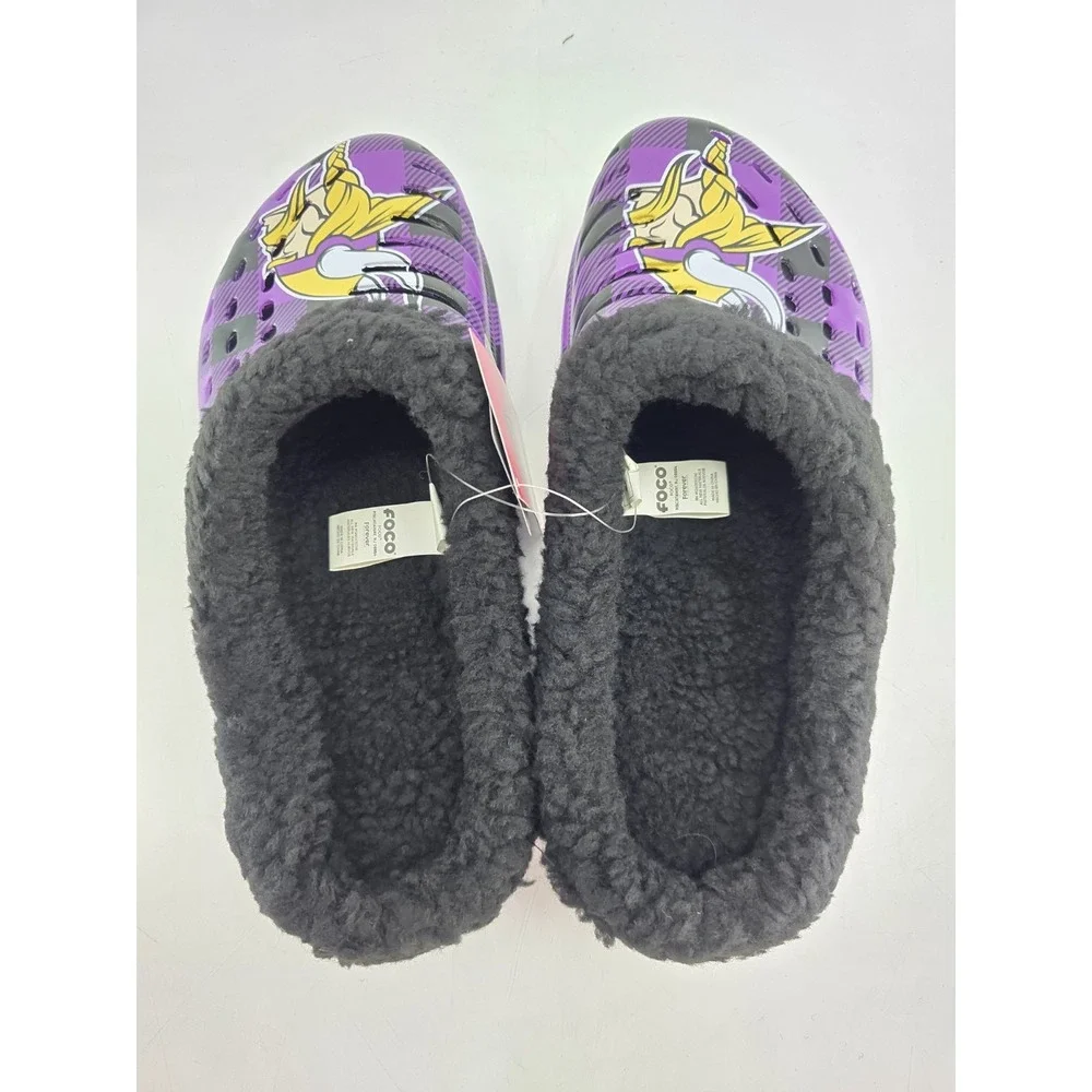 NWT‎ FOCO Men's NFL Minnesota Vikings Sherpa Lined Clogs - Size 9/10